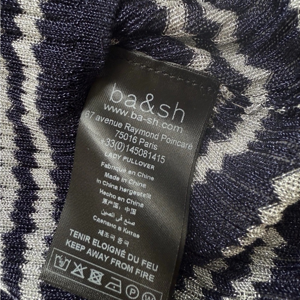 Ba&sh Zaig Crewneck Sweater Sz M Marine Blue Metallic Stripped - Picture 9 of 9